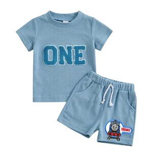 Thomas the Train Boy First Birthday Thomas the Train Outfit Clothes Shirt Shorts